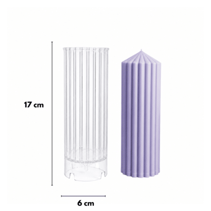 Plastikinė forma rifliuotai cilindrinei žvakei 17 × 6 cm